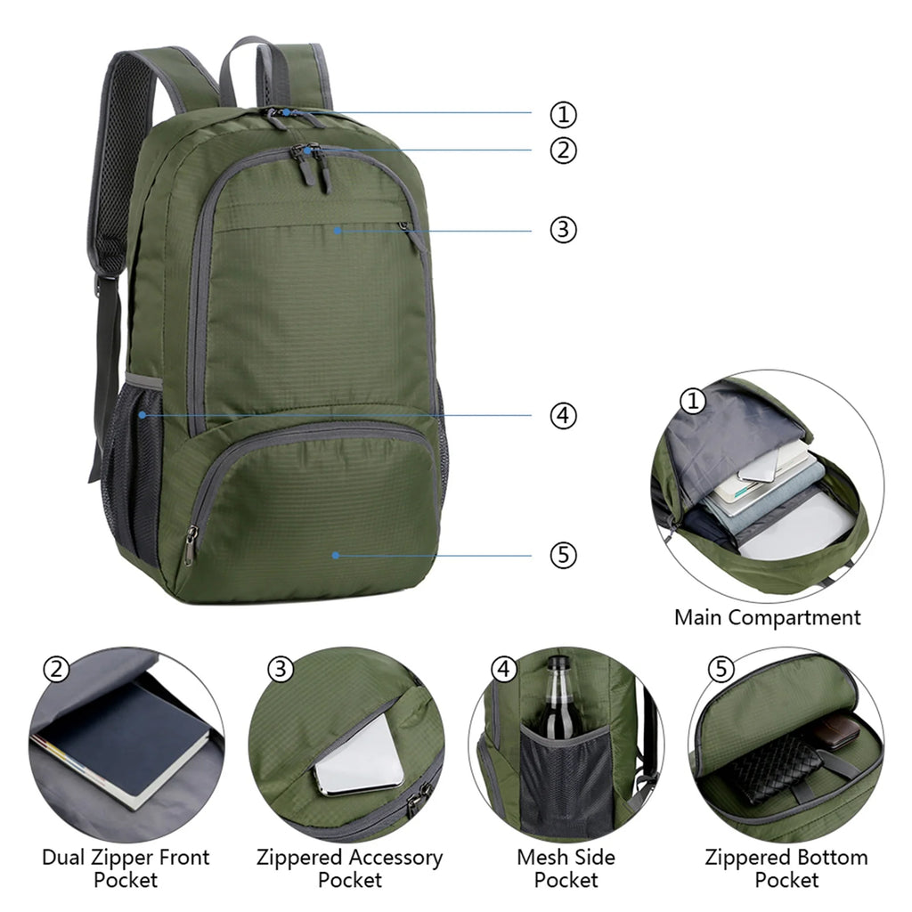Hiking Lightweight Foldable Backpack Men Women Waterproof Packable Backpack Travel Hiking Daypack